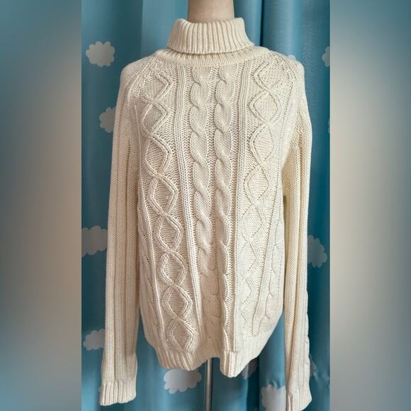 White wool fisherman sweater turtleneck- M - Picture 4 of 4